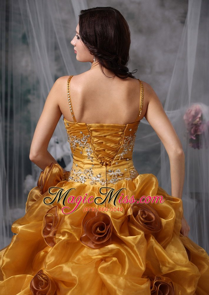 wholesale brown ball gown straps floor-length organza beading quinceanera dress